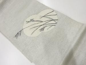 アンティーク　すくい織枝葉に鈴虫模様織出し夏用袋帯（材料）